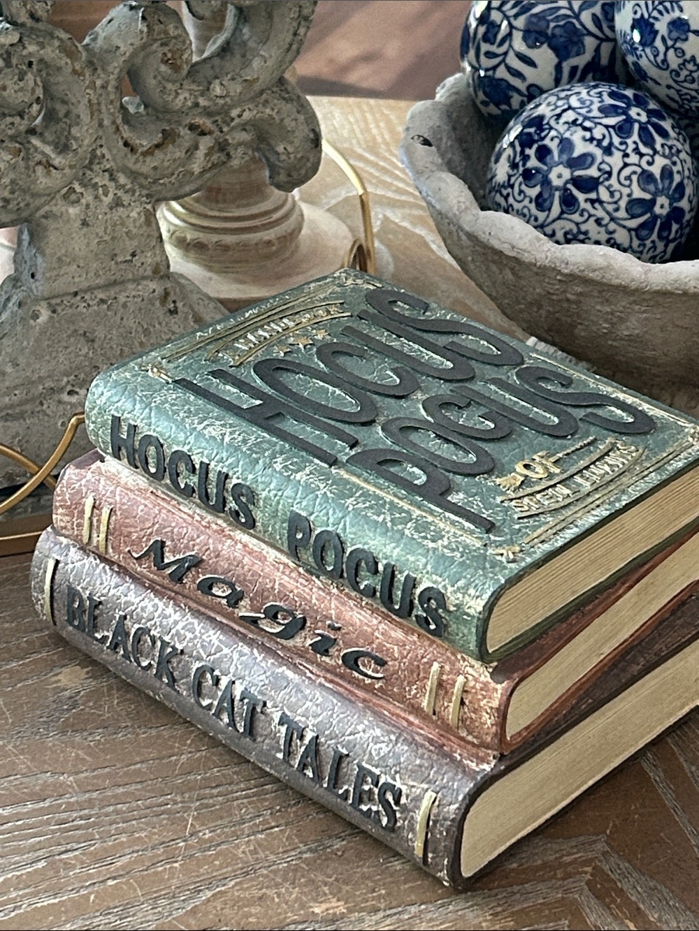 NEW! Vintage Inspired Hocus Pocus Magic Potion Spells Halloween Book Stack